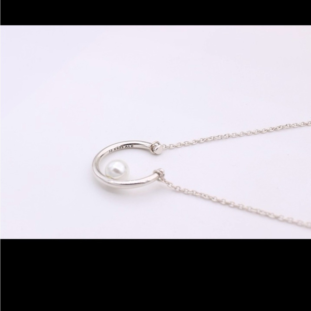 Pandora Silver Necklace with White Pearl Pendant - Picture 3 of 6
